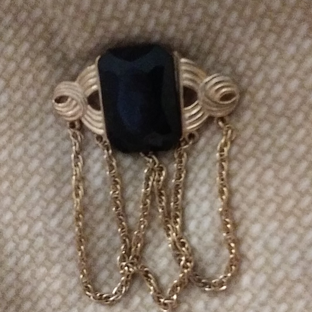 Vintage black and gold Brooch
